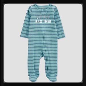 Carter's Teal Striped Little Brother Footie